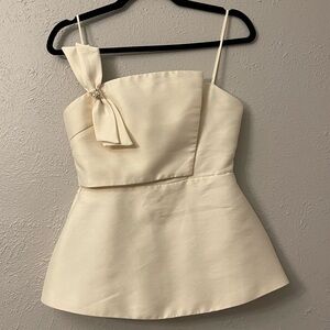 Custom Cream Satin Bustier/Peplum Top